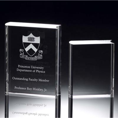 China Europe Customized Design Engraved Crystal Books Block Crystal Trophy Award for sale