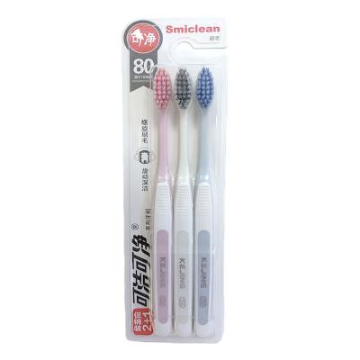 China Three Pack Disposable Promotional Spiral Stiffens Soft Cheap Toothbrush For Teeth Home Use Whiting Deep Cleaning for sale