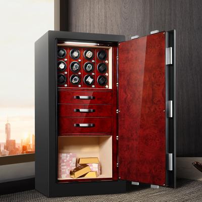 China Luxury Wardrobe Hidden Metal Alarm Safe Compartment Smart Biometric Cabinet With Two Keys Watch Winder Box for sale