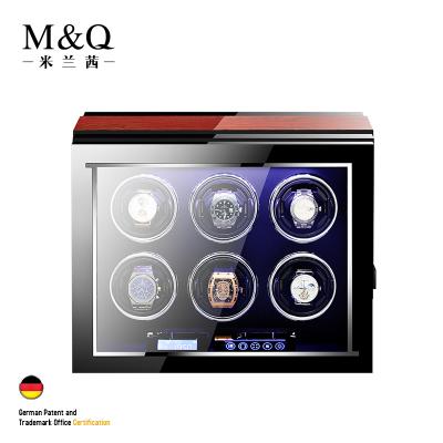 China Handmade Watch Winder Box 6 Slots Automatic Watch Shaker For Watch Display Case for sale