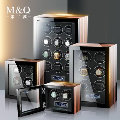 China Luxury High-End Black Wooden Smart Perspective 9 Key Vintage Classic Elegant Watch Box Touch Screen Anti-theft for sale