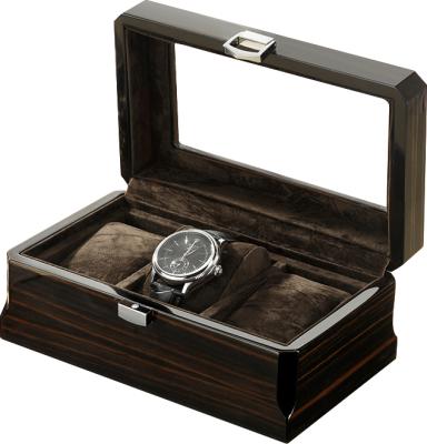 China Wholesale Customized Luxury Wooden Smooth Watch Box Handmade Wooden Logo Watch Box For 3 Watches Storage for sale