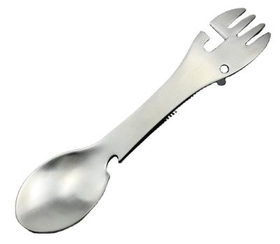 China Viable Universal Japanese Salad Scoop With Fork Drink Stirrer Metal Teaspoon Multifunctional Cutlery Set for sale