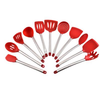 China Sustainable Top Quality Silicone Kitchen Cookware Set Utensil Silicon Salad Spoon for sale