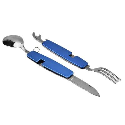 China Viable Wholesale Outdoor Portable Stainless Steel Cutlery Set Travel Cutlery Fork Knife And Spoon Camping Gift Set Portable Tableware for sale