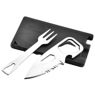 China Amazon Tableware Travel Pocket Fork and Knife Set Viable Outdoor Portable Camping Cutlery Set Picnic Cutlery Credit Card Knife for sale