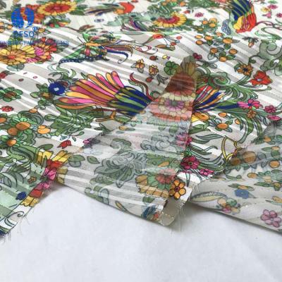 China Soft and breatheble summer light fabric polyester flowers printed sheer crepe chiffon fabric for dresses for sale