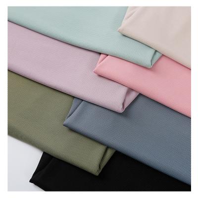 China Wicking Good Quality Silk Ribbed Knitted Thin Solid Color Spring Wide-Leg Trousers Casual Fabric Summer Shirt Fabric for sale