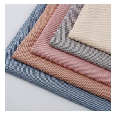 China Wicking high quality elastic ribbed ice silk fabric for spring and summer apparel thin pure color knitted fabric for sale