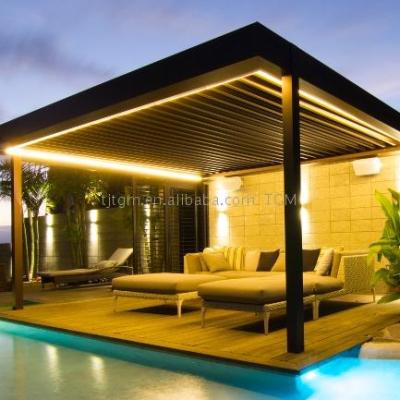 China Easily Assembled Chinese Waterproof Motorized Opening Aluminum Louvre Roof Garden Pergola for sale