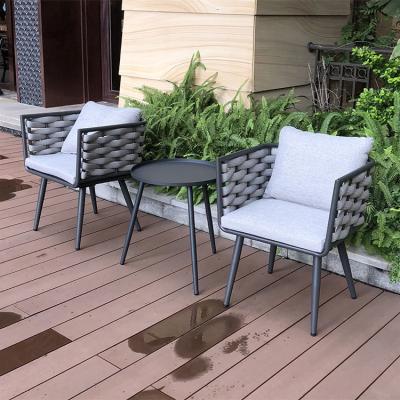 China Modern Royal Hotel Rope Dining Set Patio Furniture Balcony Dining Table And Chair Outdoor Garden Furniture for sale