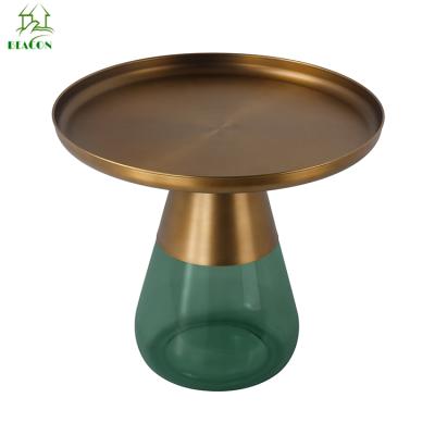 China Elegant Glass Table Coffee Table Bell Tempered Glass Round Bell Side Tea Table for sale