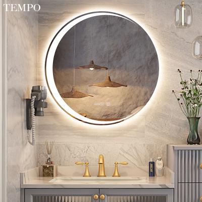 China Customized High Level Bright Multifunctional Large Wash Room Led Mirror Round Bathroom With Bluetooth Speaker for sale