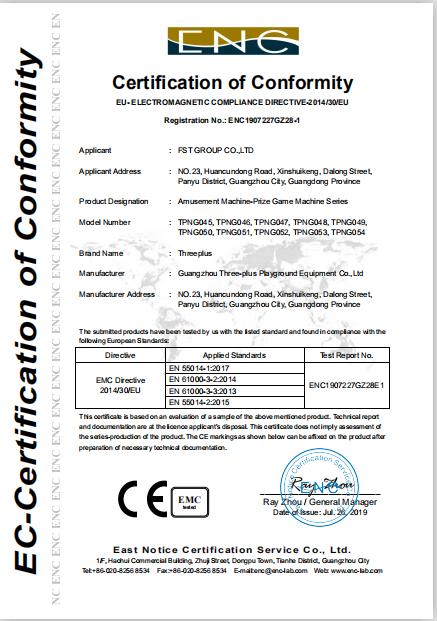 CE - Guangzhou Threeplus Amusement Equipment Co., Ltd.