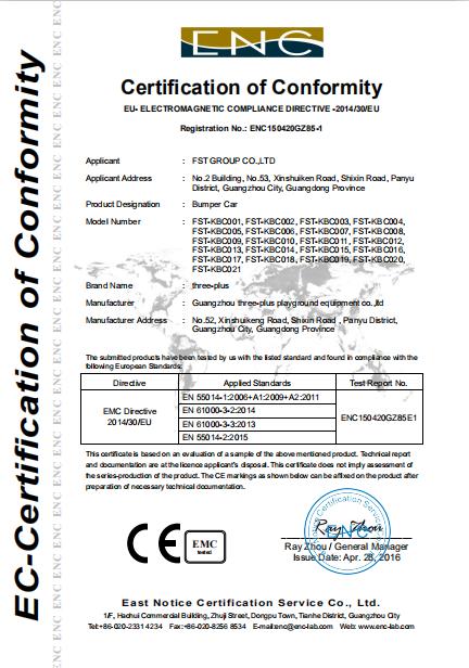 CE - Guangzhou Threeplus Amusement Equipment Co., Ltd.