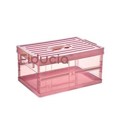 China Plastic Transparent Collapsible Folding Toy Storage Box Laundry Picnic Storage Box Collapsible Folding Storage Box for sale