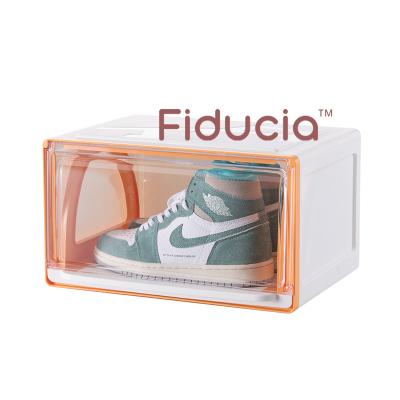 China 2020 Hot Drop Front Shoe Box Amazon Giant Transparent Shoe Box Wholesale Acrylic Magnetic Clear Plastic Viable Stackable Shoe Box for sale