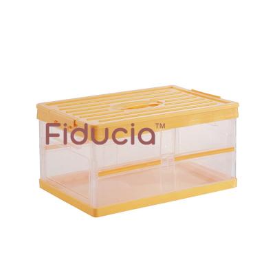 China Fiducia Large Folding Car Foldable Foldable Desk Outdoor Clear Plastic Easy Carry Organizer Storage Box Packing With Wheels for sale