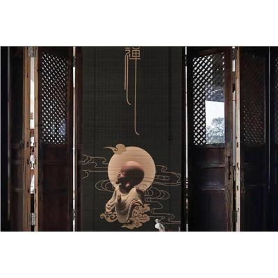 China Practical and durable Japanese style printed bamboo curtain shading for tea house for sale