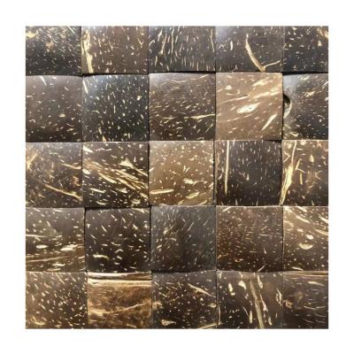 China Low water absorption coconut shell mosaic wallpaper for hotel restaurant club decor for sale