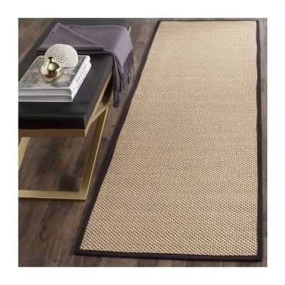 China Eco-Friendly Collection OEM Natural Fiber Tiger Paw Weave Maize And Black Sisal Area Rug for sale