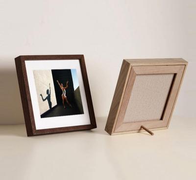 China Abstract Home Decoration Wall-Mounted Mortise and Tenon Structure Solid Wood Photo Frame Rounded Corner Custom Swing Table Photo Frame for sale