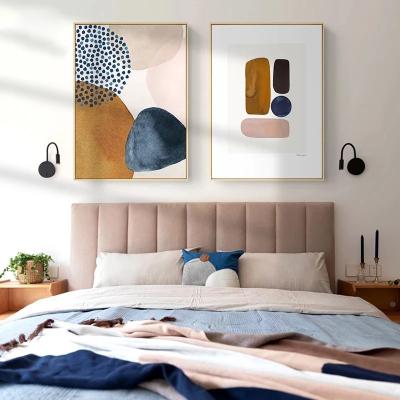 China Abstract Room Wall Decor Cuadros Abstract Geometric Line Morandi Orange Colorful Canvas Painting Line Paintings and Wall Arts for sale