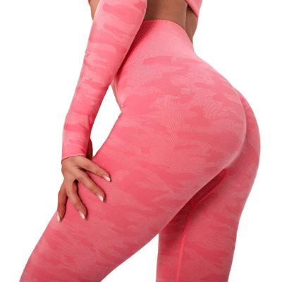 China Breathable Hot Style Seamless Camouflage Set High Elasticity Fitness Yogawear Female Booty Gaiters Seamless for sale