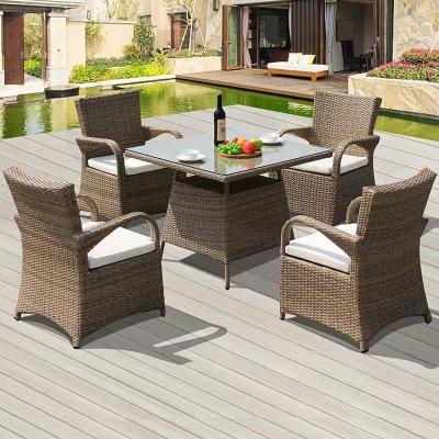 China Modern Luxury Garden Rattan Wicker Furniture Outdoor Dining Table 4 Chairs Sofa Sets for sale