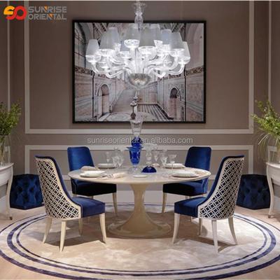 China Foshan Furniture Classic European Style Round Antique Marble Top Dining Table Set for sale