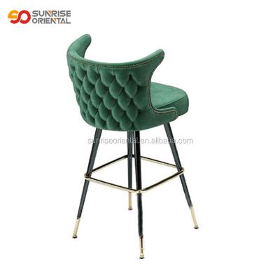 China Simple Antique Wooden Bar Chair Leather Bar Stool Commercial for sale