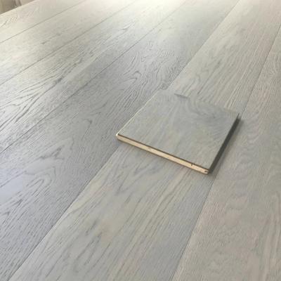 China Modern Light Gray White Oak Lumber Flooring Stained Oak Engineered Timber Wood Flooring Floors for sale