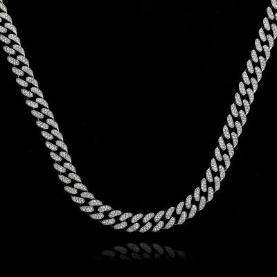 China Hiphop Customized Hip Hop Hippie Necklace 45cm Full Diamonds Necklace 45cm Cuban Chain Cuban Hiphop Men's and Women's Gold Plated Necklace for sale