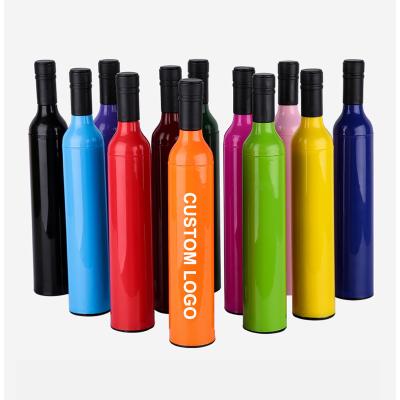 China Cheap Contemporary Promotional Custom 3 Folding, Water Wine Umbrellas Bottle Shape Gift Sun Rain Portable Pocket Umbrella for sale