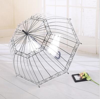 China Contemporary 23 Inch*8k Bubble PVC Automatic Open Umbrella With Printing Portable Promotional Women Clear Transparent Umbrella for sale