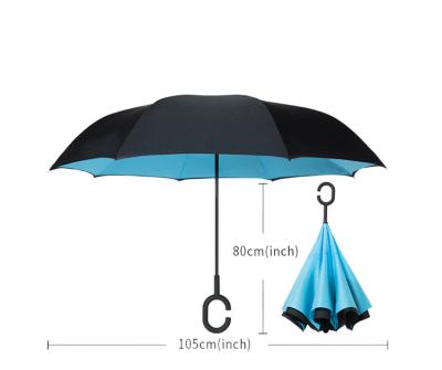 China Contemporary Invert Umbrella Wholesale Custom C Handle Windproof Reverse Double Layer , 49