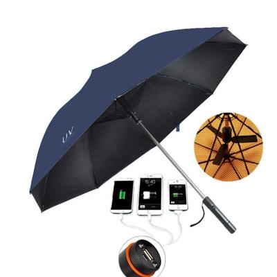 China Golf Contemporary Smart Umbrella Summer Built-in Fan, USB Charging Fan Outdoor UV Protection Waterproof Cool Straight Umbrellas for sale