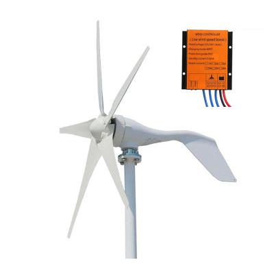 China China Factory Small Wind Turbine Generator 600W 12V 24V Wind Turbines For Home Horizontal Axis 5 blades with Controllers for sale