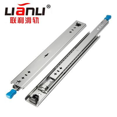 China Cabinets Customized 53mm 3 Times Heavy Duty Telescopic Channel Ball Bearing Drawer Slides Locking Rails for sale