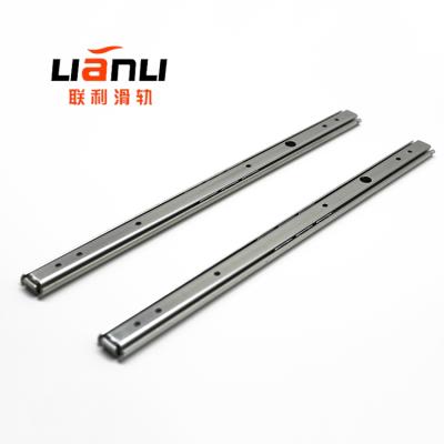 China Traditional 20mm Full Extension Telescopic Channel 2 Fold Ball Bearing Drawer Slide for sale