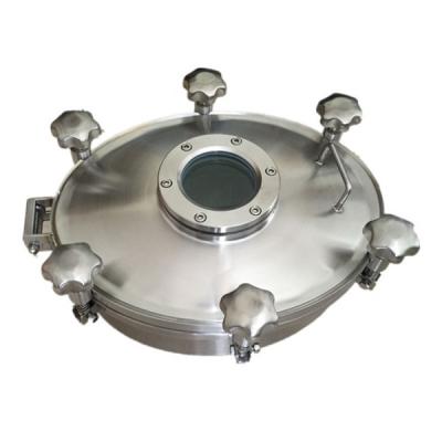 China Sanitary round food grade manway door food tank manhole cover with sight glass for sale