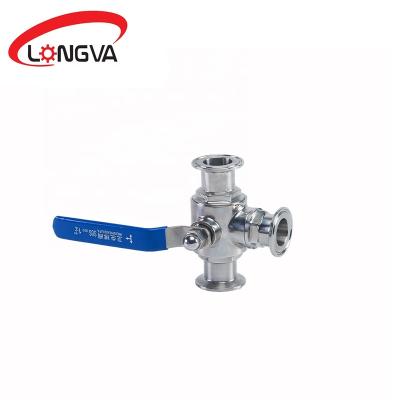 China Dairy Sanitary Stainless Steel 304//316L Manual Three Way Flange Ball Valve for sale