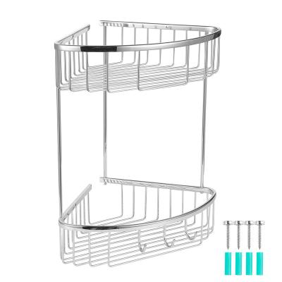 China High Quality Viable Shower Shelf Holder Double Corner Storage Organizer Caddy Shower Triangle Storage Basket for sale