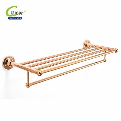 China Fashion High Quality Stainless Antique Brass Bath Polished Towel Shelf Rack Set for sale