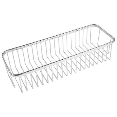 China Modern Rustproof Stainless Steel Shower Bath Wall Shelf Trolley for Large Shampoo Shower Rack Bathroom Storage Basket for sale