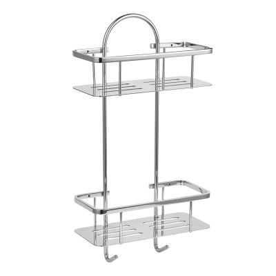 China Modern High Quality Corner Shower Organizer 2 Tier Shower Caddy Wall Mounted Stainless Steel Shower Shelf for sale