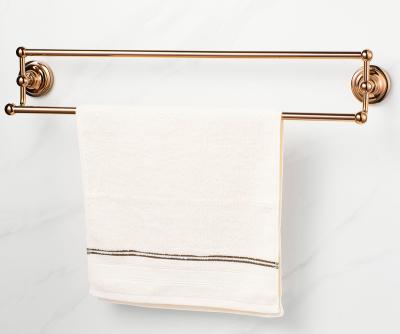 China Wholesale Fashion Bathroom Accessories Double Bar Towel Rack Brass Towel Shelf for sale