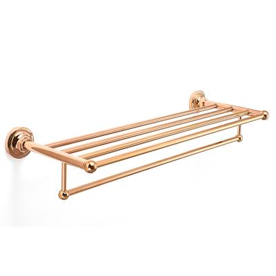 China Fashion Bathroom Bath Mounted Gold Towel Rack Towel Rack Stainless Steel Towel Shelf for sale