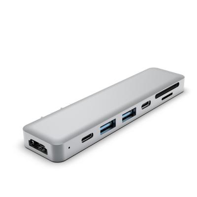 China Adaptador dual usb c Hub personalizado Dock 6-en-1 HDTV Dock Hubs USB personalizables para mackbook en venta