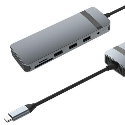 중국 10in1 USB C 도크 USB 허브 4K HDMI USB C에서 USB 멀티포트 어댑터 노트북 및 노트북 판매용